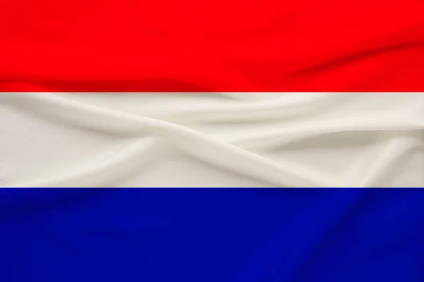 荷兰国旗在柔和的丝绸上 有风皱 旅游理念 复制空间 — 图库照片