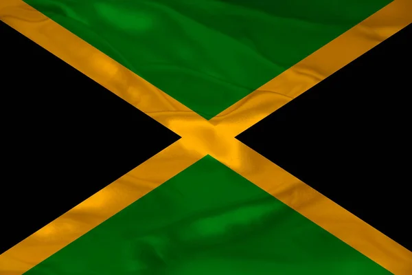 Färgad Nationell Flagga Den Moderna Staten Jamaica Vackra Veckat Silke — Stockfoto