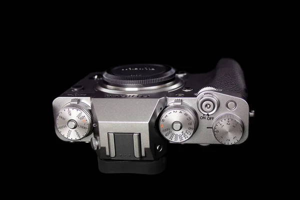 Moderne Spiegelloze Digitale Camera Retro Stijl Close Zwart Metaal Body — Stockfoto