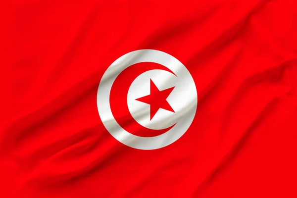 Vacker Bild Den Nationella Flaggan Tunisien Delikat Glänsande Silke Med — Stockfoto