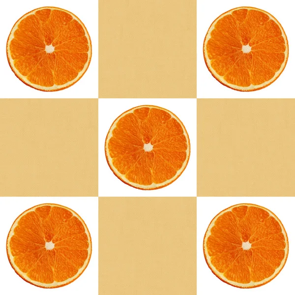 Seamless Texture Set Juicy Slices Orange Staggered Menu Recipe Concept — Stock Photo, Image