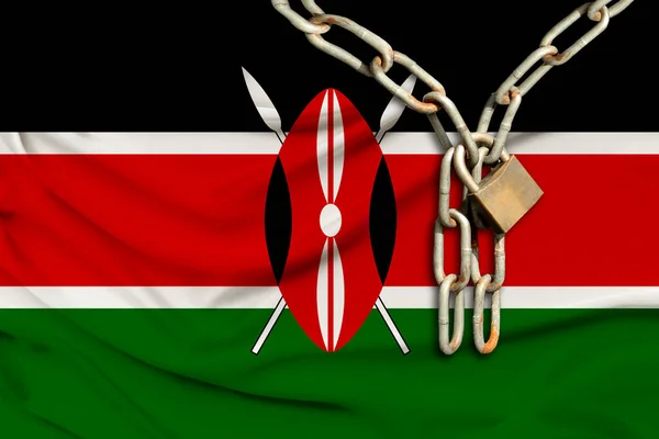 Seta Bandiera Nazionale Del Moderno Stato Del Kenya Con Belle — Foto Stock