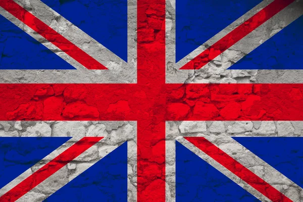 Nationell Flagga Staten Storbritannien Gammal Stenmur Med Sprickor Begreppet Turism — Stockfoto