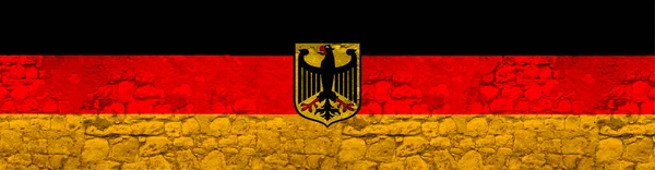 Seamless Panorama National Flag State Germany Old Stone Wall Cracks — Stock Photo, Image