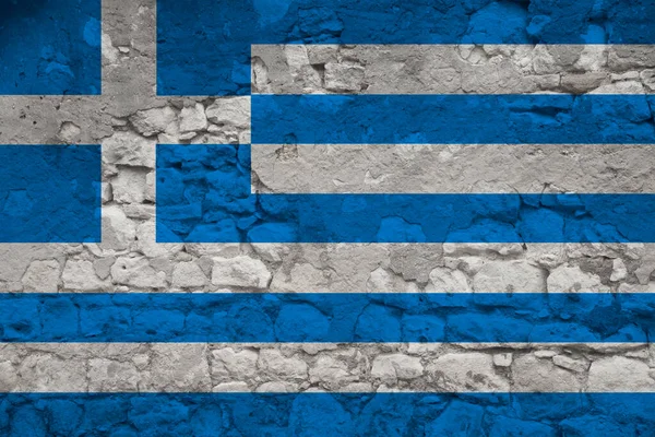 National Flag State Greece Old Stone Wall Cracks Concept Tourism — Stock Photo, Image