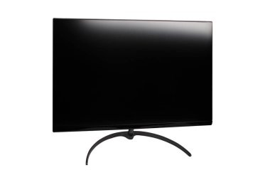 4k düz ekran LCD bilgisayar monitörü, TV modeli, siyah boş HD monitör modeli, modern video paneli. Geniş ekran aygıt ekranında iş sunumunuzu gösterin