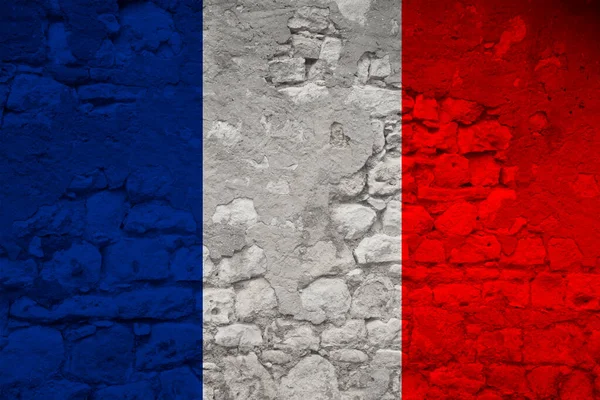 Bandiera Nazionale Dello Stato Francia Vecchio Muro Pietra Con Crepe — Foto Stock