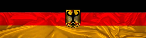 Long Panorama National Flag State Germany Delicate Silk Folds Concept — Stock Photo, Image