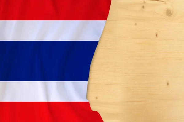 Zijde Kleur Nationale Vlag Van Thailand Land Houten Blanco Voor — Stockfoto