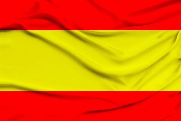 Hermosa Foto Bandera Nacional España Delicada Seda Brillante Con Cortinas — Foto de Stock