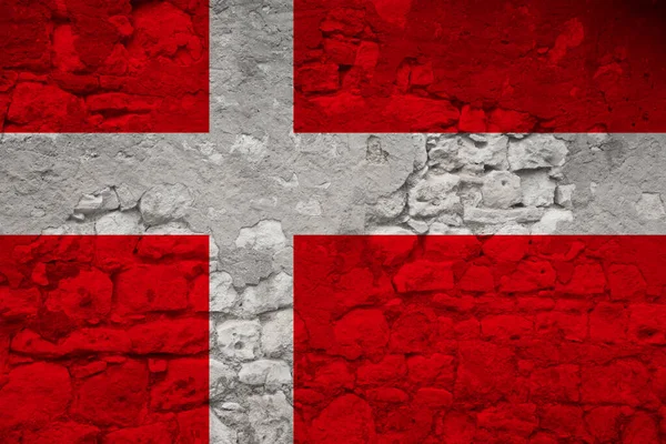 Drapeau National État Danemark Sur Vieux Mur Pierre Avec Des — Photo