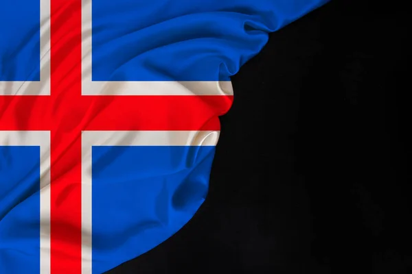 Island Färg Nationell Flagga Modern Stat Vacker Silke Svart Blank — Stockfoto