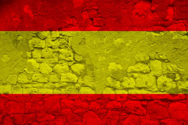 Nationalflagge Des Staates Spanien Auf Einer Alten Steinmauer Mit Rissen — Stockfoto