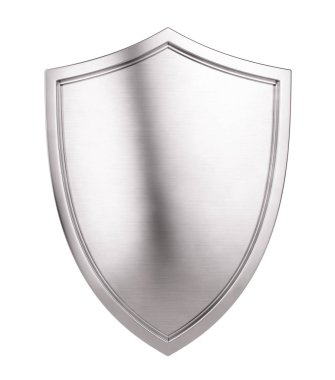 Metal Shield Simgesi beyaz arka plan üzerinde izole. 3d illüstrasyon