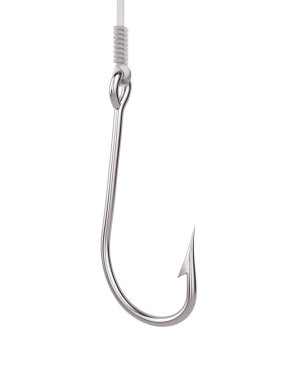 Çelik fishhook beyaz arka plan izole - 3d render