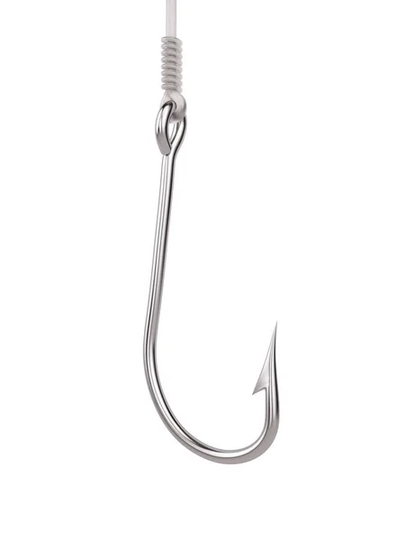 Steel fishhook isolated on white background - 3d render — Stock Photo, Image