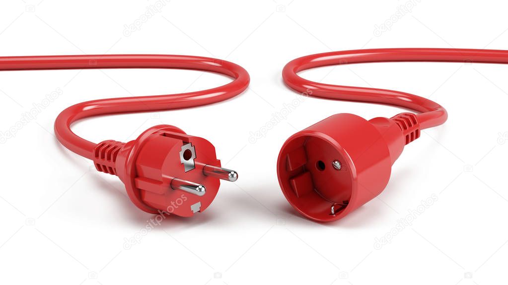 Electric plugs isolated on white - 3d render