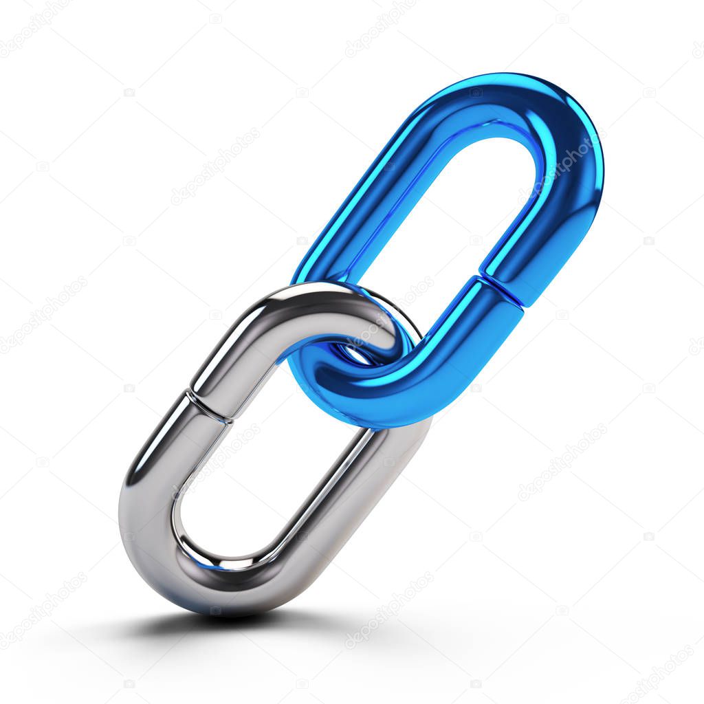 Lock, connection concept - Chain Link icon isolated on white. 3d rendering