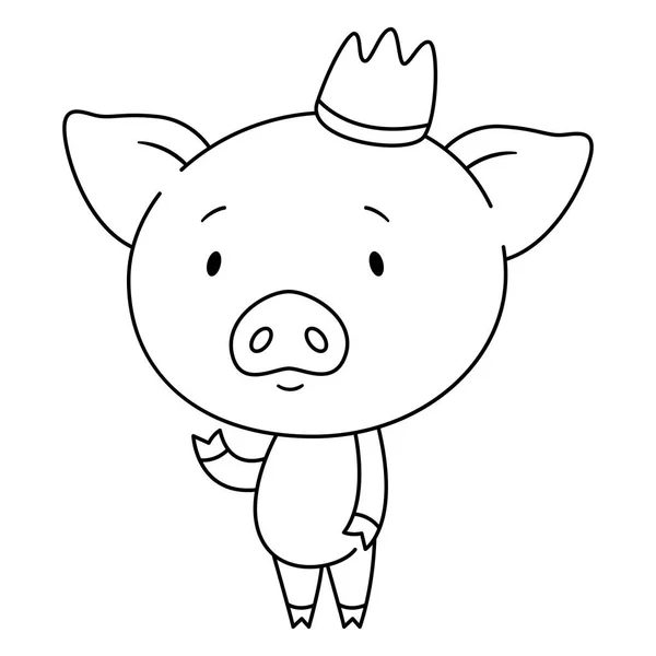 Mignon Cochon Couronne Illustration Pour Livre Pour Enfants Illustration Pour — Image vectorielle