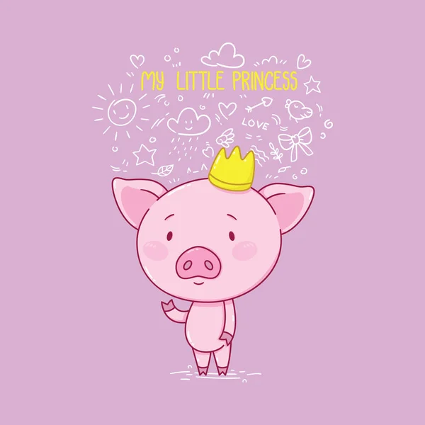 My little princess. Cute piggy in crown.