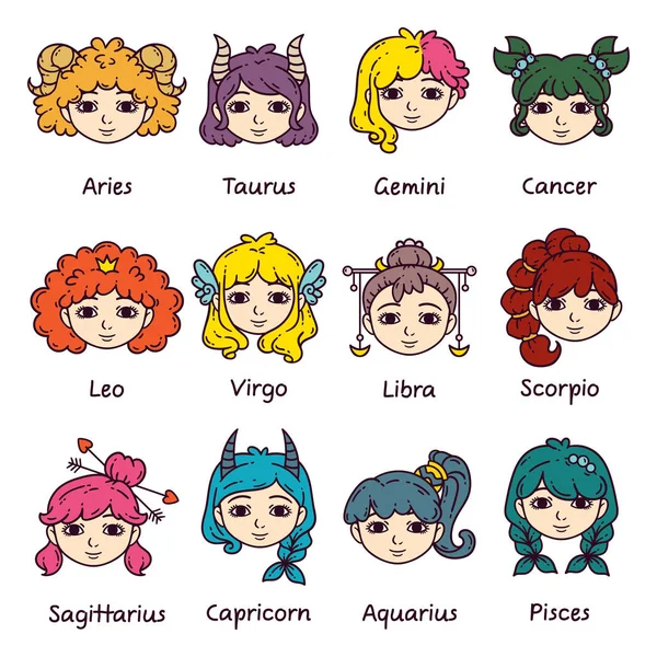 Set of horoscope signs as women. — Stock Photo, Image