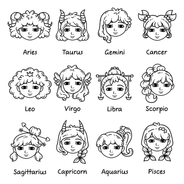 Set van Horoscoop tekenen als vrouwen. — Stockfoto