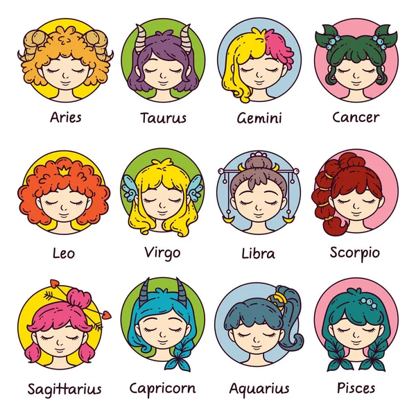 Zestaw znaków horoskop jako kobiety. — Zdjęcie stockowe
