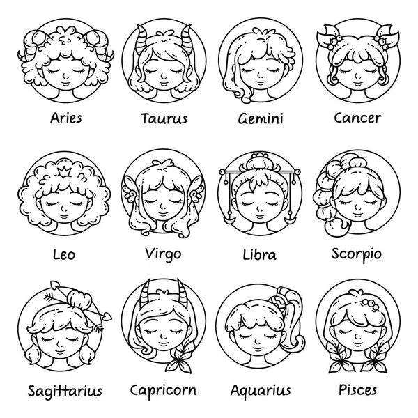 Sada znamení horoskopu jako ženy. — Stock fotografie