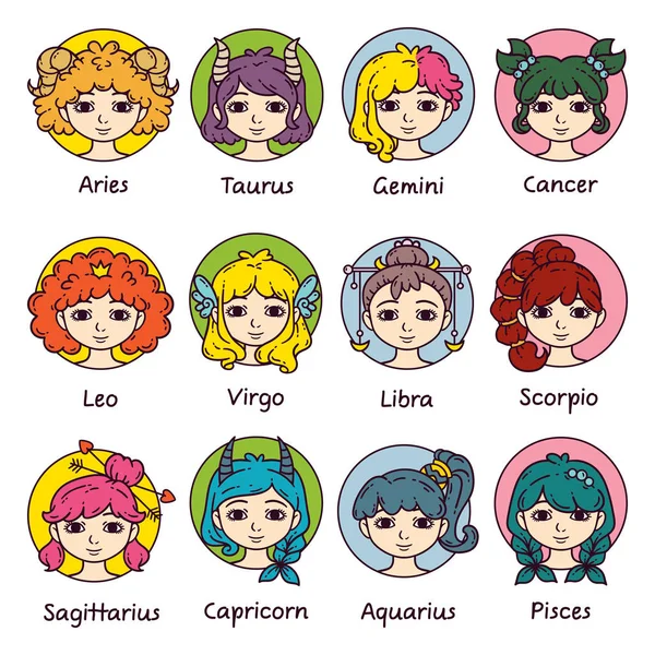 Conjunto de sinais de horóscopo como mulheres . — Fotografia de Stock