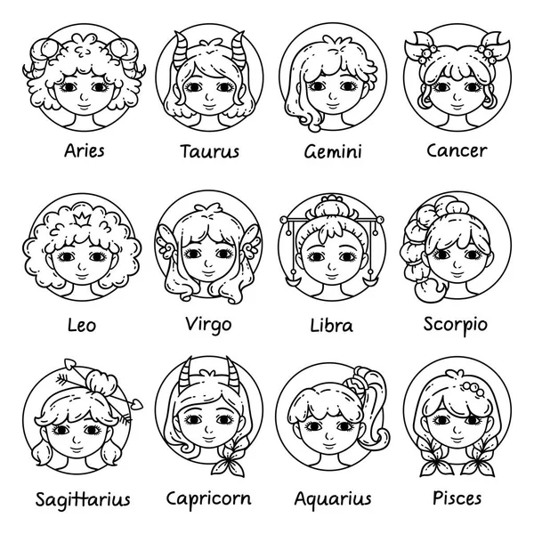 Set of horoscope signs as women. — Stock Photo, Image