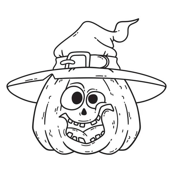 Halloween citrouille souriante avec chapeau de sorcière . — Image vectorielle