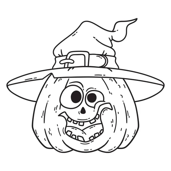 Abóbora sorridente de Halloween com chapéu de bruxa . — Fotografia de Stock
