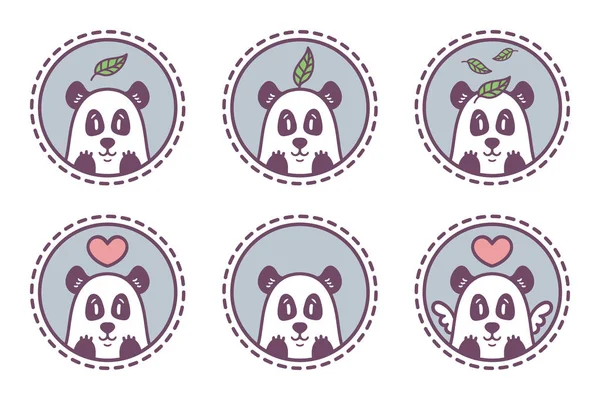 Ensemble d'emblèmes de panda, icônes, étiquettes . — Image vectorielle