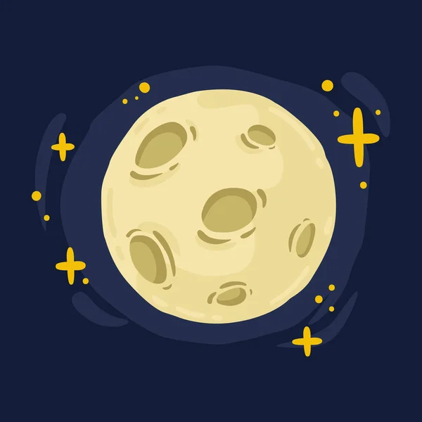 Pleine Lune Avec Cratères Motif Autour Des Étoiles Brillantes Ensorcelant — Image vectorielle