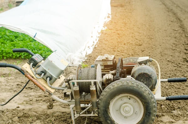 Electric Winch Cultivator Agricultural Work Farming Cultivation Agro Industry Chain — Stock Photo, Image