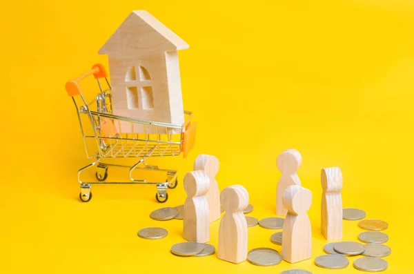 Люди Будинок Супермаркеті Аукціон Державні Продажі Залучення Інвестицій Концепція Нерухомості — стокове фото