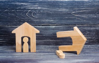 Karanlık bir arka plan üzerinde kişi ile bütünleşmiş ve harap bir ev. Kötü komşular, ilgisizlik, doğal afetler ve felaketler kavramı. Savaş çatışma. Devrilmiş ahşap ev