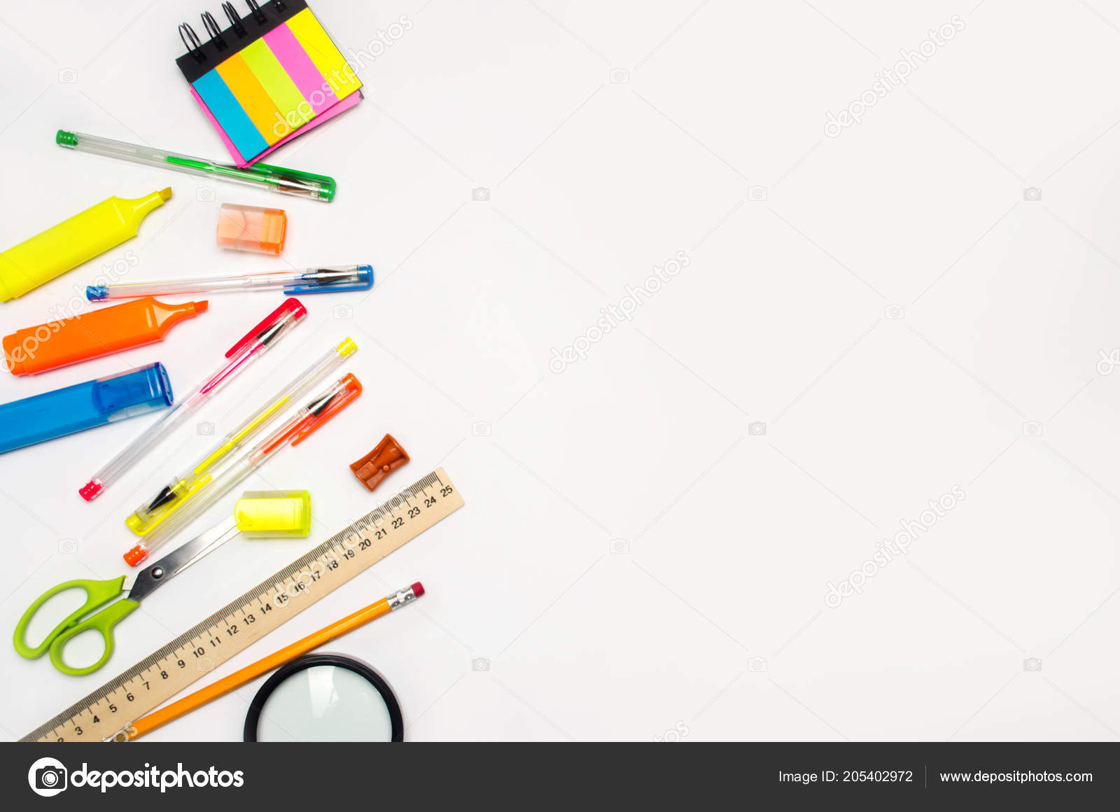 School Accessories White Background Stationery Back School Concept Education Desk Stock Photo Image By C Ilixe48