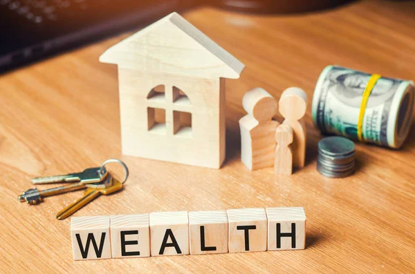 Family Money Standing House Concept Wealth Life Happy Well Endowed — Stock Photo, Image