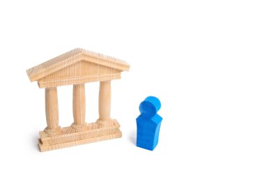 Mavi bir rakam bir kişinin bir kamu binası yanında duruyor. Aday bir konuşma yapar. Başkanları veya Meclis seçimleri. Seçmenlerin konuşma. Siyasi tartışmalar, mücadele.