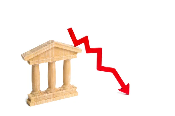 State Building Red Arrow Concept Fall Efficiency State Fall Economy — Stock Photo, Image