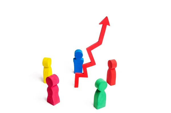 Multicolored Group People Stands Arrow Concept Business Success Increase Sales — Stock Photo, Image