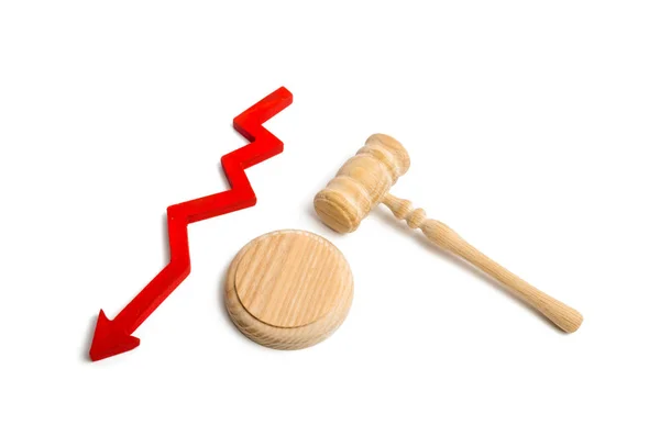 Hammer Judge Arrow Concept Reducing Appeals Court Fall Acquittals Convictions — Stock Photo, Image