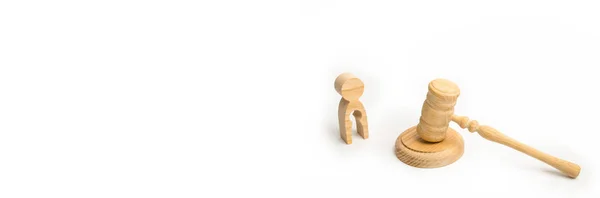 Wooden Figure Man Void Shape Child Hammer Judge Deprivation Parental — Stock Photo, Image