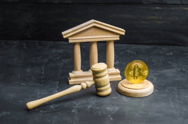Bitcoin ve Adliye. Bitcoin ve cryptocurrency blockchain teknolojisine dayalı yasallaştırma kavramı. Adem-i merkeziyetçilik nakit ödemeler, anonim. Seçici odak