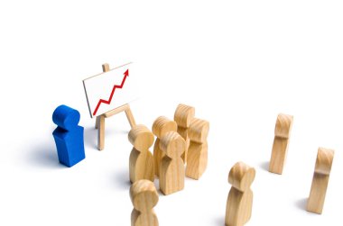 Lider duruyor kırmızı bir up Graph'la yakınındaki ok kişilik bir kalabalık hitaben bir konuşma konuşuyor. İş kavramı lider ve liderlik nitelikleri, kalabalık yönetimi, siyasi tartışma