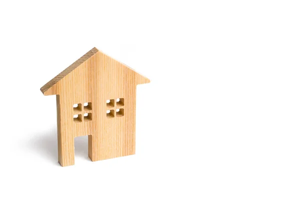 Drewniany Dom Mieszkalny Białym Tle Kredytów Hipotecznych Kredytów Zakup Minimalizm — Zdjęcie stockowe