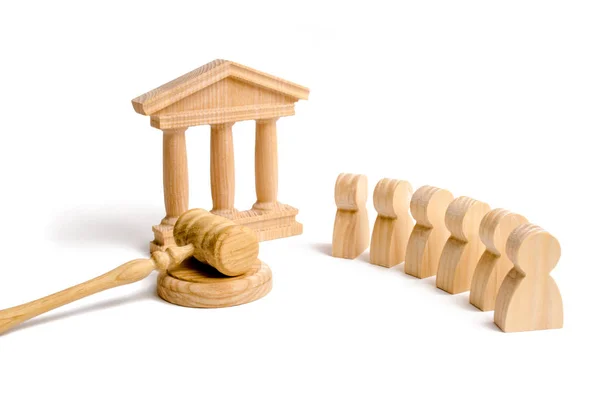 Group People Standing House Government Judge Gavel Concept Judicial System — Stock Photo, Image