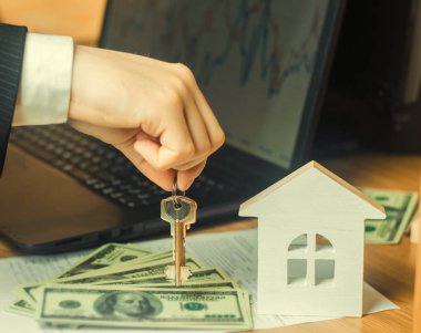 Emlak kavramı. Alış ve satış evleri. Kiralık Daire. Mülk satışı. İpotek ve vergi ödemeye. Borç ve kredi. Satın alma. Eve sattı. Emlak ve Emlak komisyoncusuyum. seçici odak