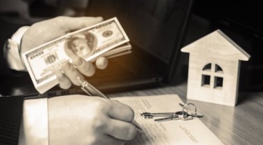 Emlak kavramı. Alış ve satış evleri. Kiralık Daire. Mülk satışı. İpotek ve vergi ödemeye. Borç ve kredi. Satın alma. Eve sattı. Emlak ve Emlak Hizmetleri